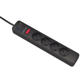 Elbe RE-002-UN - Rallonge électrique 4 prises AC et 3 ports USB, 3680W, câble 1,8 m avec protection