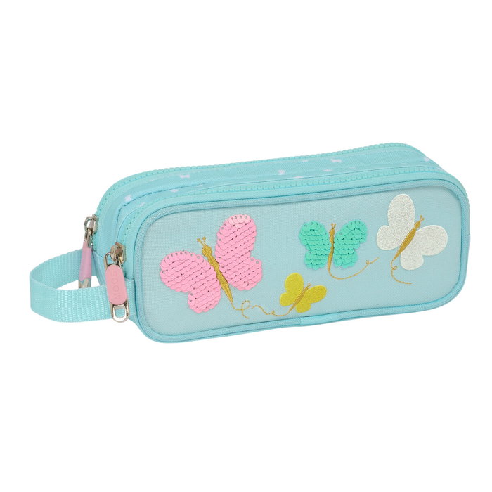 Trousse Fourre-Tout Double Moos Butterflies Bleu clair 21 x 8 x 6 cm Trousse Fourre-Tout Double Moos Butterflies Bleu clair 21 x 8 x 6 cm