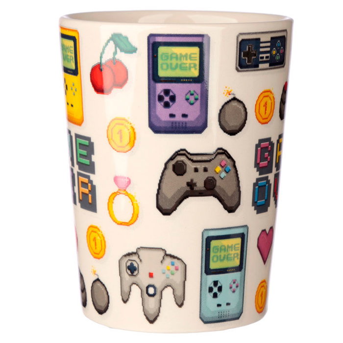 PUCKATOR Tasse à anse 3D, design joystick pixel 'Game Over', décoration jeu vidéo rétro, 11x14.5x8.5 cm