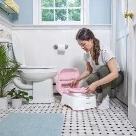 Ingenuity INGENUITY - Marche-pied et pot d'apprentissage 3 en 1 avec cuvette amovible et base antidérapante - Rose