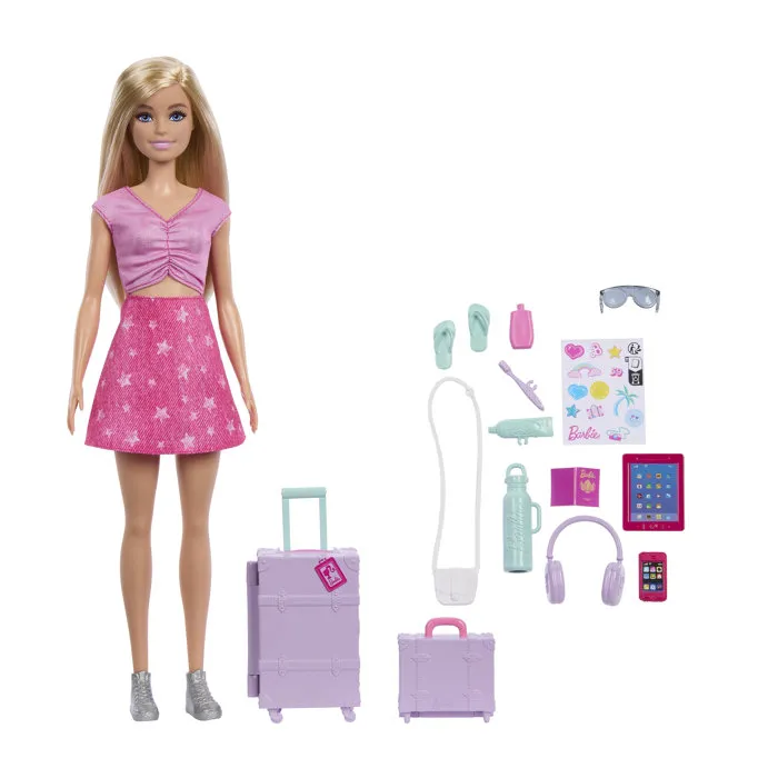 Mattel Barbie Malibu Aventures Sans Limites avec bagages de voyage Mattel Barbie Malibu Aventures Sans Limites avec bagages de voyage