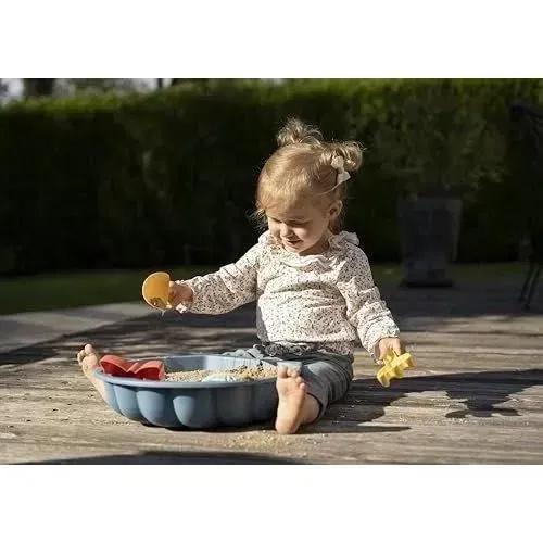 Smoby - SMOBY Life - Mini Bac à Sable Simple Garni en Forme de Coquillage 35x35 cm, 86% Matière Recyclée, Fabriqué en France, pour Enfants dès 18 Mois
