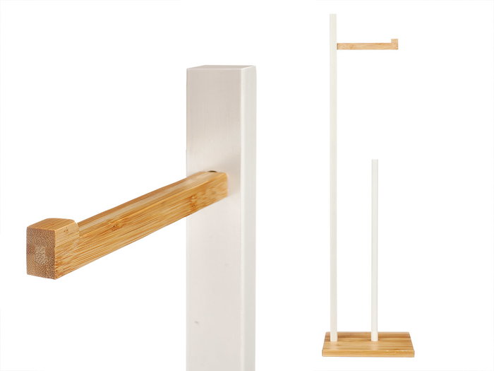 BERILO Porte-rouleau en bambou blanc