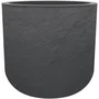 EDA Volcania Up 67 L - Pot de fleurs rond intérieur/extérieur en pierre décorative - Anthracite - Ø 48,5 x H 46,2 cm - Origine France Garantie