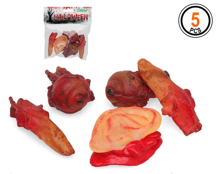 Atosa Set de déspojos humains Halloween 5 pièces avec doigts, oreilles et yeux Atosa Set de déspojos humains Halloween 5 pièces avec doigts, oreilles et yeux