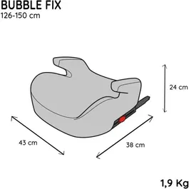 Nania Bubble Fix R129 - Siège auto réhausseur Groupe 3 (i-Size) avec ISOFIX - Pour enfants de 126 à 150 cm (8-12 ans) - Noir