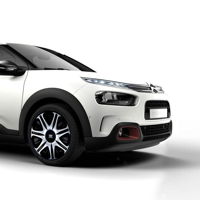 Omp OMPS07031312 Jeu de 4 Enjoliveurs Ghost 13 Pouces Noir-Argent ABS