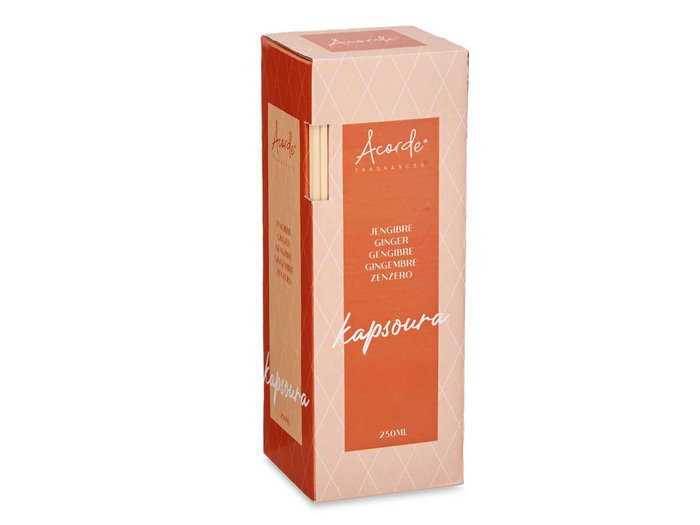 Acorde Mikado Diffuseur à tiges Jengibre 250ml - Verre Orange 8x12x8 cm (Set de 6)