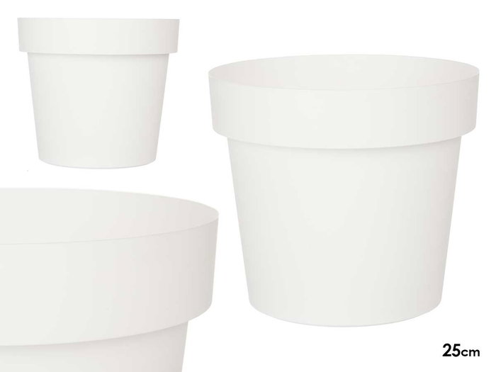 Ibergarden Pot de fleurs en plastique blanc 25 cm de diamètre (Set de 12) Ibergarden Pot de fleurs en plastique blanc 25 cm de diamètre (Set de 12)