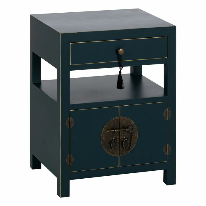 Table de Nuit ORIENTE Bleu Bois MDF 50 x 40 x 66 cm Table de Nuit ORIENTE Bleu Bois MDF 50 x 40 x 66 cm
