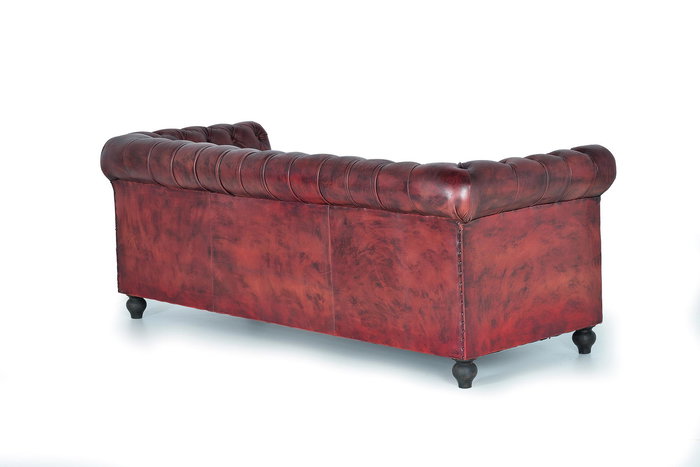 Giner y Colomer - Canapé Chester en cuir naturel marron 3 places - Patte 10 cm - Assise 54x54 cm - Hauteur d'assise 51 cm