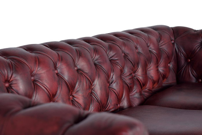 Giner y Colomer - Canapé Chester en cuir naturel marron 3 places - Patte 10 cm - Assise 54x54 cm - Hauteur d'assise 51 cm