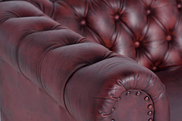 Giner y Colomer - Canapé Chester en cuir naturel marron 3 places - Patte 10 cm - Assise 54x54 cm - Hauteur d'assise 51 cm