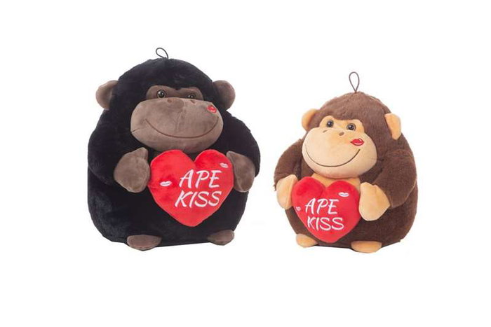 Creaciones Llopis Peluche gorila en forme de cœur avec bolide, 32 cm, en polyester, pour enfants à partir de 12 mois
