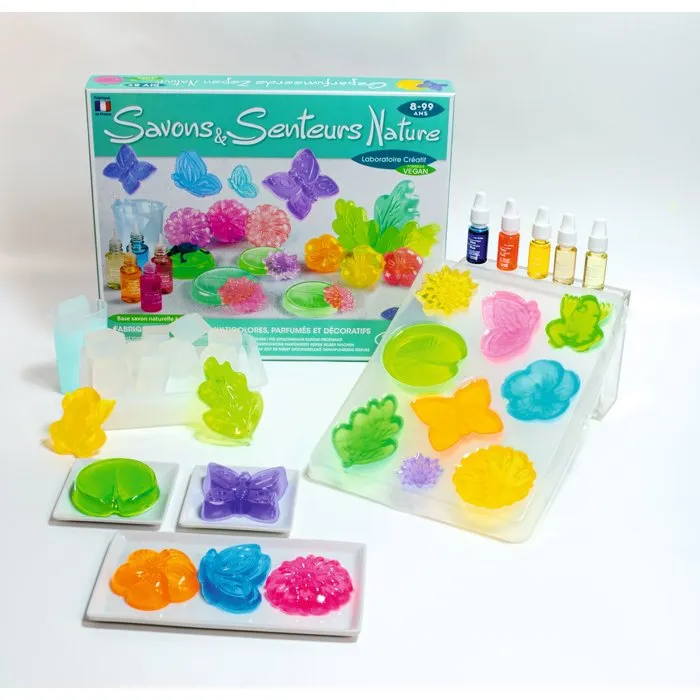 Sentosphere - Création de Savons Multicolores Thème Nature - Coffret DIY avec Moule, Parfums et Couleurs - Activité Manuelle à Partir de 8 Ans