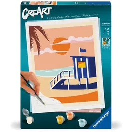 Ravensburger 23896 - Peinture par numéros adulte CreArt Beach Cottage, Tableau 24x30 cm à peindre, Loisir créatif dès 12 ans