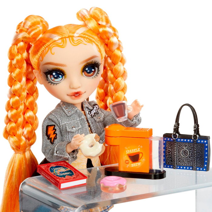 MGA Rainbow High Sparkle & Shine - Poupée de mode Clémentine avec jambes à paillettes liquides et tenue orange complète