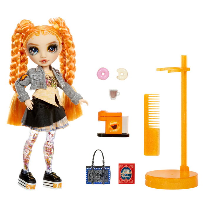 MGA Rainbow High Sparkle & Shine - Poupée de mode Clémentine avec jambes à paillettes liquides et tenue orange complète