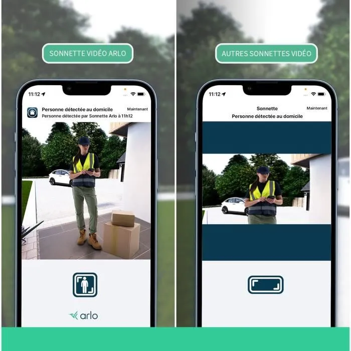 Arlo AVD3001-100EUS Sonnette vidéo sans fil avec connexion Wi-Fi directe et sirène intégrée