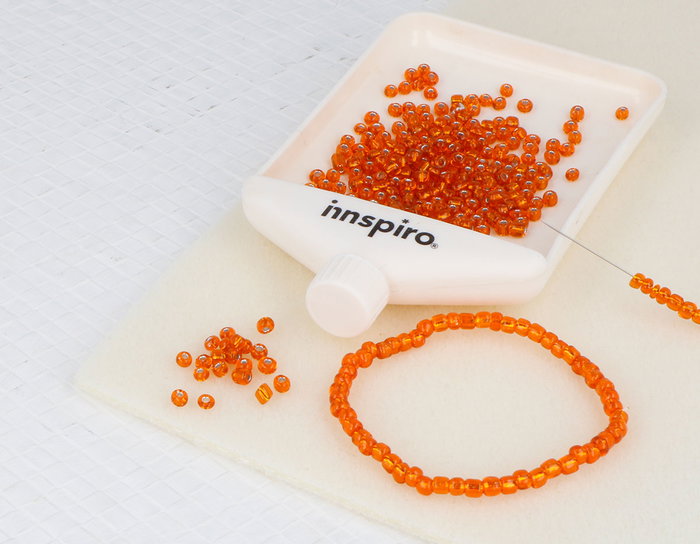 Innspiro Rocaille en verre ronde argenté orange 3,8mm 120g