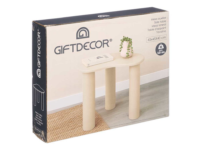 Giftdecor Table d'appoint Forma Gris 45 x 9 x 45 cm MDF et Plastique Beige