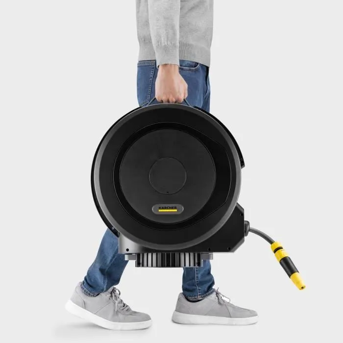 Karcher HBX 5.30 Dévidoir mural automatique avec tuyau 30m pour arrosage jardin et terrasse pivot 180° résistant UV et gel