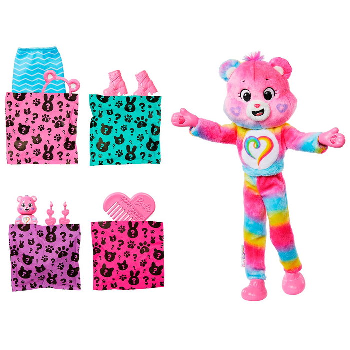 Barbie Cutie Reveal - Ourson Care Bears (Oso Amoroso) Jfv60 Mattel - Poupée à Découvrir avec Costume Peluche, Vêtements et Accessoires