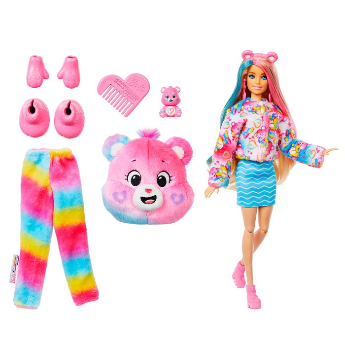Barbie Cutie Reveal - Ourson Care Bears (Oso Amoroso) Jfv60 Mattel - Poupée à Découvrir avec Costume Peluche, Vêtements et Accessoires