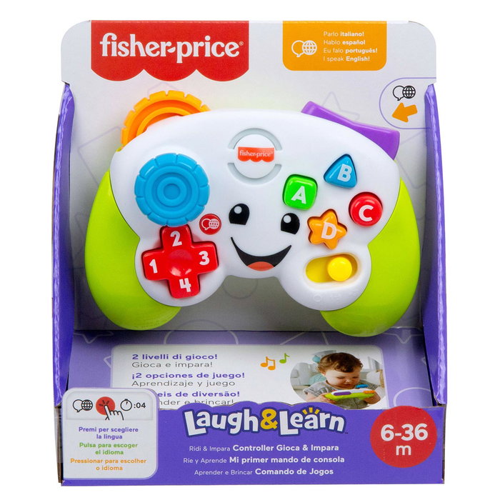 Fisher-Price Télécommande d'apprentissage Premier Mando De Consola Jfd13 avec lumières, musique et langues (Italien, Espagnol, Portugais, Anglais) - Jouet pour bébé 6 mois et plus