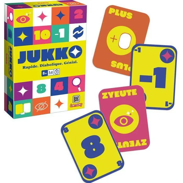 Lansay JUKKO - Jeu de cartes de société et de bluff addictif, de mémoire et d'intuition, pour 2 à 6 joueurs à partir de 8 ans Lansay JUKKO - Jeu de cartes de société et de bluff addictif, de mémoire et d'intuition, pour 2 à 6 joueurs à partir de 8 ans