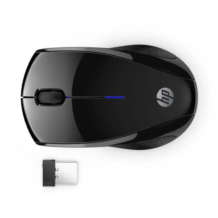 Souris sans fil HP 220 - Noire, 1000 dpi, connexion 2.4 GHz, détection optique, LED rouge