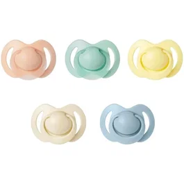 Nuby Lot de 5 sucettes orthodontiques en silicone, Multicolore