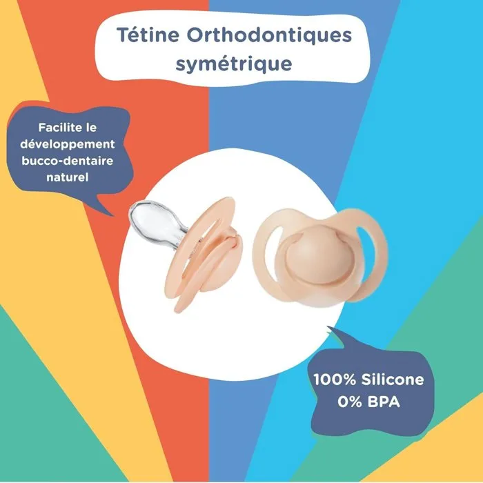 Nuby Lot de 5 sucettes orthodontiques en silicone, Multicolore Nuby Lot de 5 sucettes orthodontiques en silicone, Multicolore