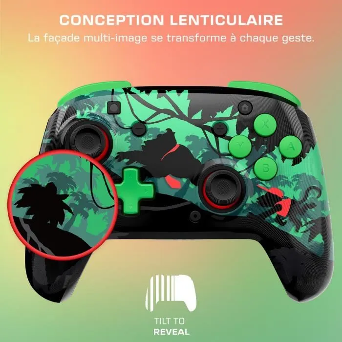Turtle Beach - Manette sans fil Rematch Donkey Kong pour Nintendo Switch / Switch Lite / Switch OLED - Design lenticulaire avec visuels de jungle - Rouge/Jaune Turtle Beach - Manette sans fil Rematch Donkey Kong pour Nintendo Switch / Switch Lite / Switch OLED - Design lenticulaire avec visuels de jungle - Rouge/Jaune