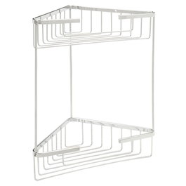 MAURER Étagère d'angle inoxydable à deux niveaux 19x19x35 cm