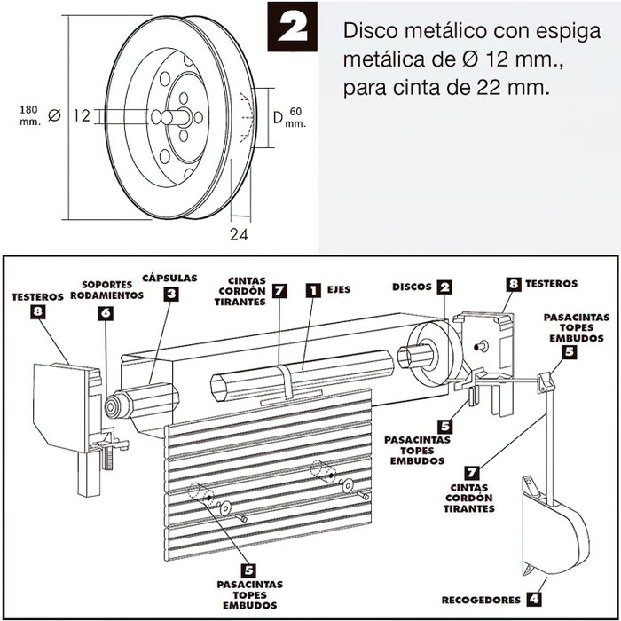 WOLFPACK LINEA PROFESIONAL Treuil volet métallique pointe métallique 180x60 mm WOLFPACK LINEA PROFESIONAL Treuil volet métallique pointe métallique 180x60 mm