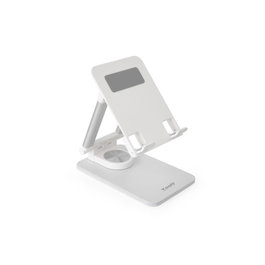 Tooq Support Pliable pour Tablette jusqu'à 12,9 Pouces, Orientation Verticale/Horizontale, Rotation 360°, Antidérapant, Blanc