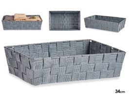 KIPIT Cesta rectangulaire en tissu gris sans anses