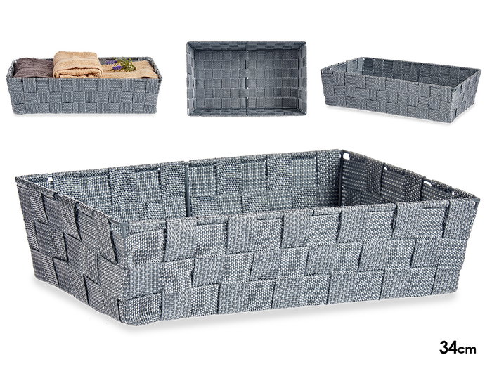 KIPIT Cesta rectangulaire en tissu gris sans anses KIPIT Cesta rectangulaire en tissu gris sans anses