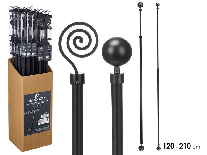 Giftdecor Barre à rideau assortie 120-210 cm Noir Giftdecor Barre à rideau assortie 120-210 cm Noir