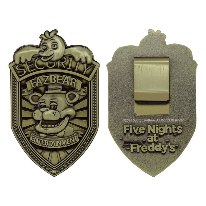 FaNaTtik Five Nights at Freddy's réplique Security Badge Antique Brass Edition FaNaTtik Five Nights at Freddy's réplique Security Badge Antique Brass Edition