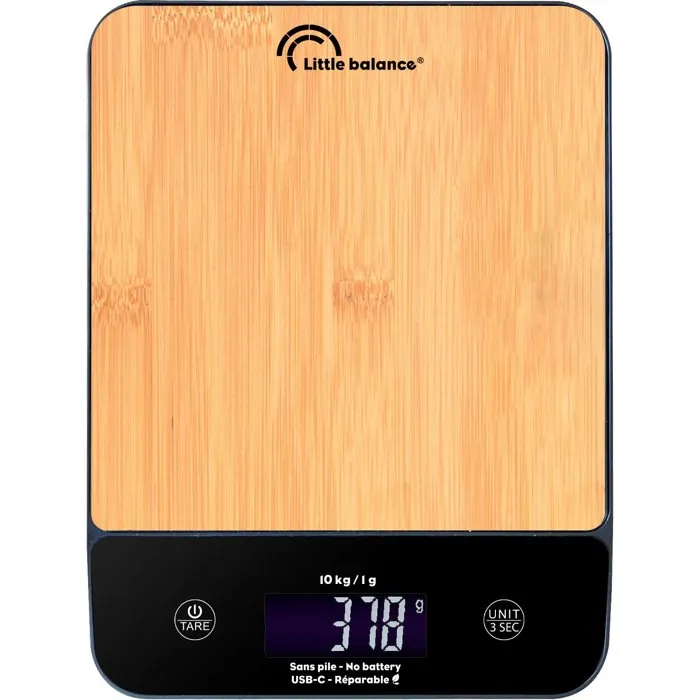 Little Balance - Balance de cuisine Happy Genius 10 - 8712 - Bois naturel - USB - Sans pile - Plateau XXL - Écran rétroéclairé - Autonomie 6 mois Little Balance - Balance de cuisine Happy Genius 10 - 8712 - Bois naturel - USB - Sans pile - Plateau XXL - Écran rétroéclairé - Autonomie 6 mois
