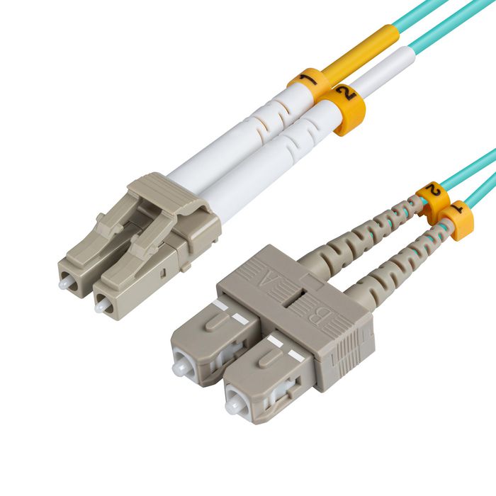 MicroConnect Câble à fibre optique duplex LC/SC Multimode OM3 (Aqua) pour 10G/40G/100G Ethernet, 0.5 m MicroConnect Câble à fibre optique duplex LC/SC Multimode OM3 (Aqua) pour 10G/40G/100G Ethernet, 0.5 m