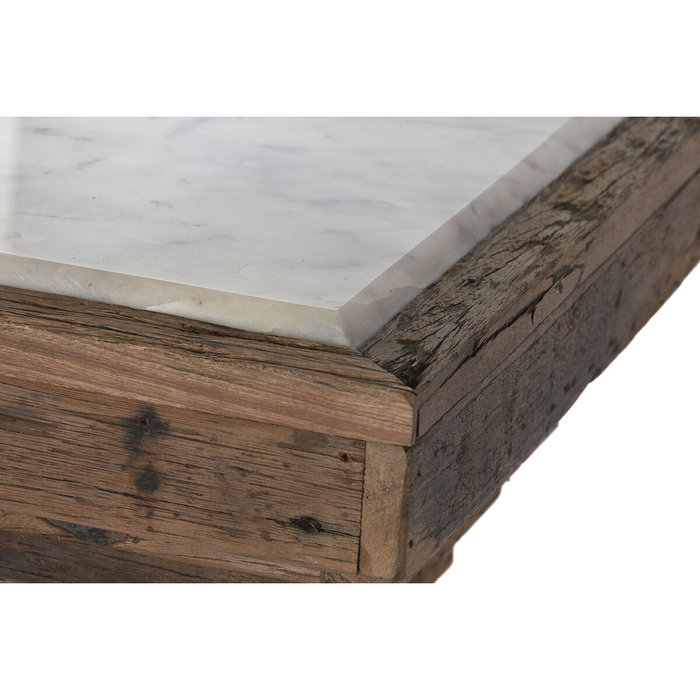 Home ESPRIT Console Jaune Blanc Marron Marbre Bois Recyclé 138 x 45 x 87 cm