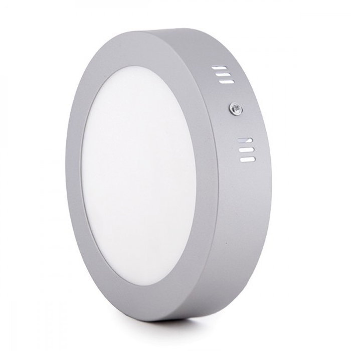 Plafonnier LED circulaire gris chrome 12W 6000°K