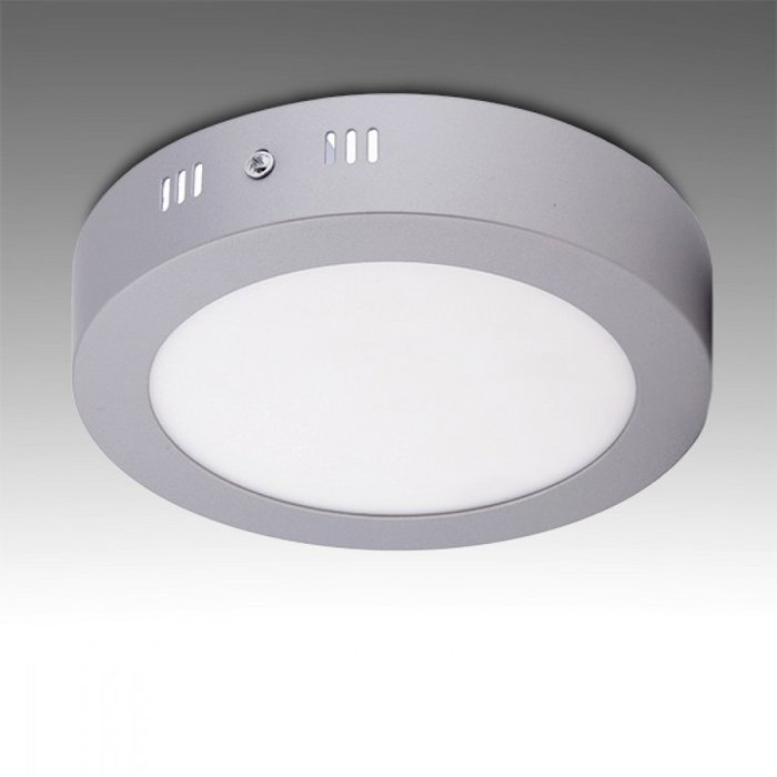 Plafonnier LED circulaire gris chrome 12W 6000°K