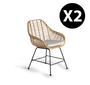 GINER Y COLOMER Lot de 2 Chaises en Rotin et Métal avec Coussin Inclus - 88 x 66 x 63 cm - Naturel - Design Artisanal - Montage Requis