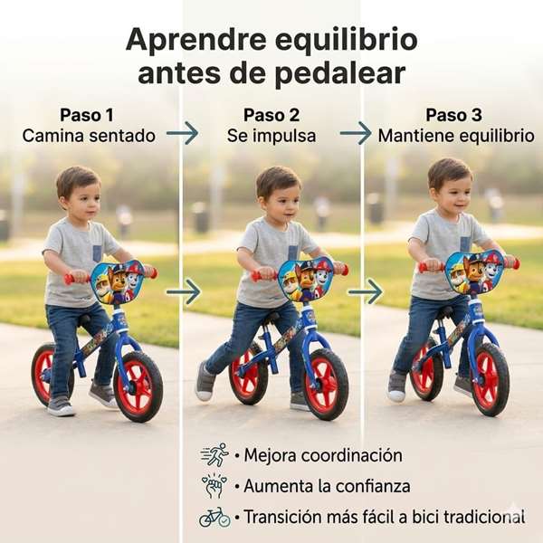 Paw Patrol Bicicleta sin pedales 10" pour enfants (2 à 3 ans) - Vélo sans pédale en fer - Bleu