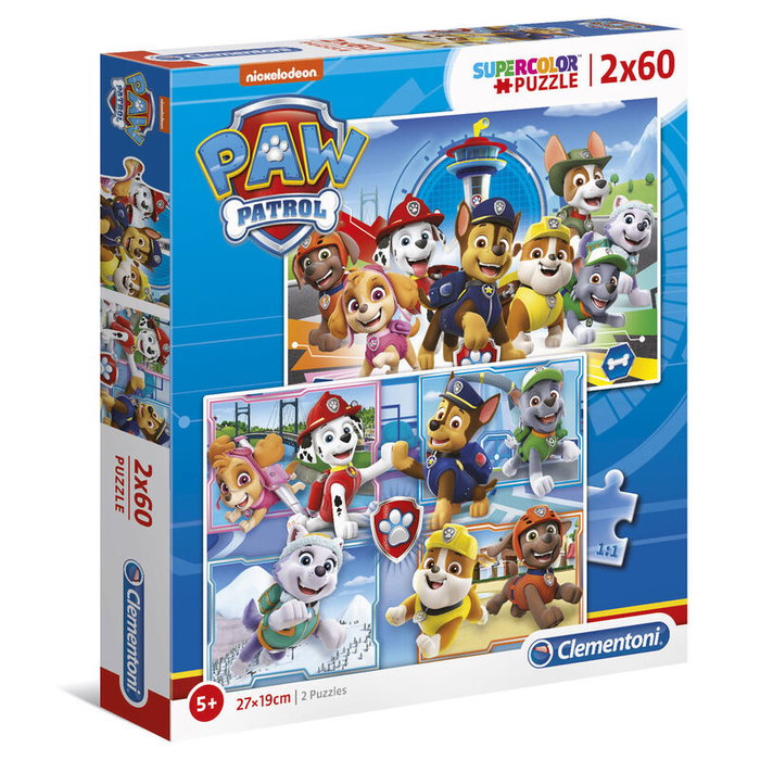 CLEMENTONI Puzzle 2 x 60 Pièces Pat' Patrouille (Paw Patrol) - Chaque Puzzle 27x19 cm