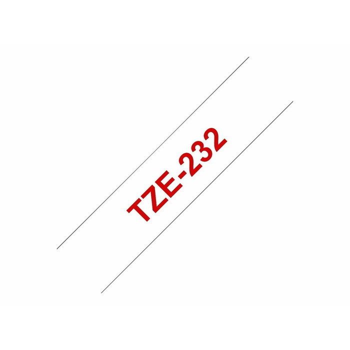 Brother Ruban Laminé TZE-232 Rouge sur Blanc 12 mm